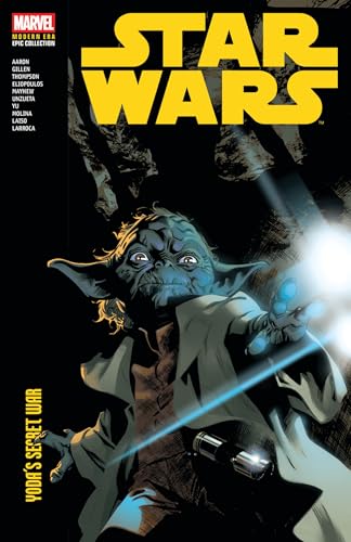 Star Wars comic cover featuring Yoda with a blaster and blue energy.