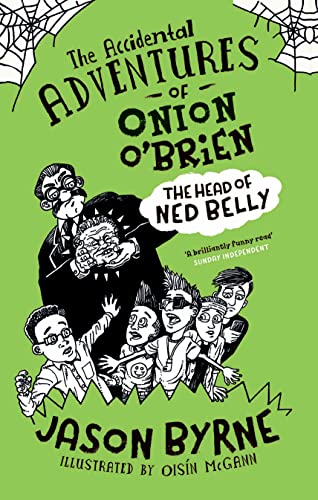 Book cover: "The Accidental Adventures of Onion O'Brien" with cartoon illustration.