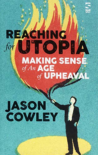 The image depicts a book cover featuring a man holding a flaming balloon.