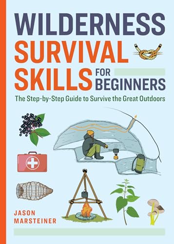 Book cover illustrating survival skills, including shelter, fire, and first aid.