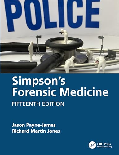 Book cover for "Simpson's Forensic Medicine" fifteenth edition with miniature figures.