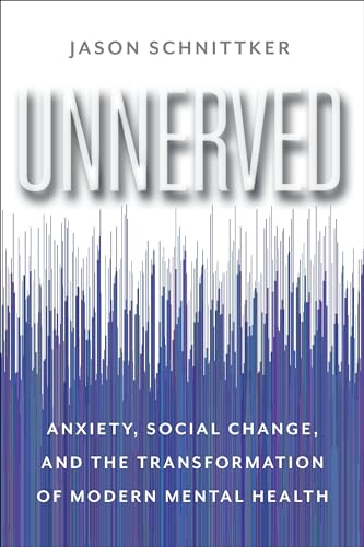 Book cover for “Unnerved: Anxiety” with blue and purple waveform graphic.