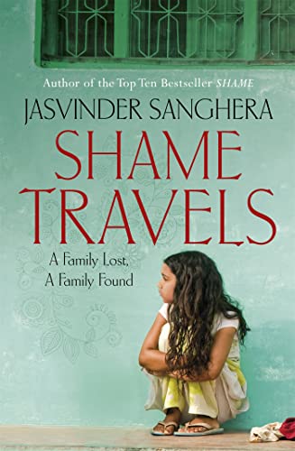 Book cover for "Shame Travels" featuring a young girl in profile.