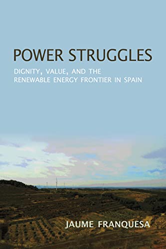 Book cover with landscape photo of fields and power lines in Spain.