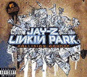 Album cover for Jay-Z & Linkin Park’s “Collision Course” with graffiti style art.