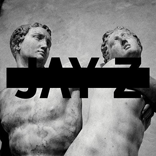 Black and white album cover for Jay Z’s “Magna Carta Holy Grail” featuring statues.