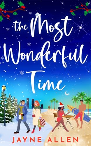 Book cover: snowy and beach scenes with couples, title “The Most Wonderful Time”.