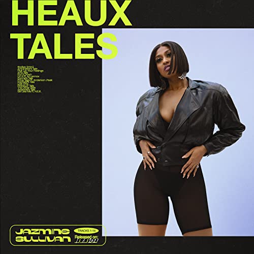 Album cover for Jazmine Sullivan’s “Heaux Tales” featuring a woman in black.