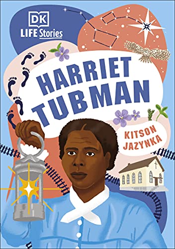 Book cover featuring Harriet Tubman holding a lantern, with symbolic imagery.