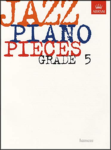 Sheet music cover: "Jazz Piano Pieces, Grade 5" with red and blue text.