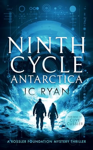 Book cover: “Ninth Cycle Antarctica” with figures in a snowy landscape.