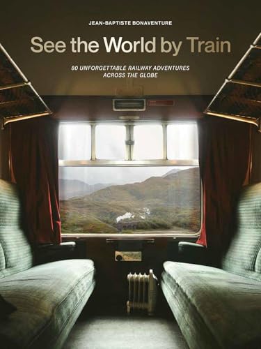 Book cover showing a train carriage interior looking out at a mountain landscape.