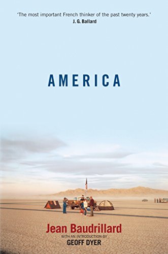 Book cover for "America" by Jean Baudrillard, featuring a desert landscape.