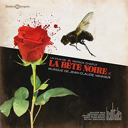 Vinyl record cover: red rose, fly, and black & white splatter design.