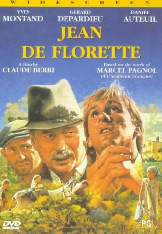 DVD cover art for Jean de Florette featuring three men and a young girl.