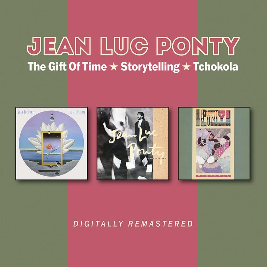 CD album covers for Jean Luc Ponty’s “The Gift Of Time” and more.