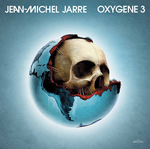 A human skull emerging from a cracked globe against a blue background.