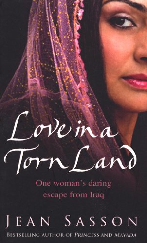 Book cover: woman in veil, title “Love in a Torn Land.”