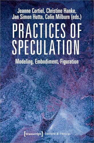 Book cover: “Practices of Speculation” with abstract purple and blue marbled background.
