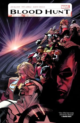 Marvel comic cover titled Blood Hunt featuring a group of superheroes against a dark background.