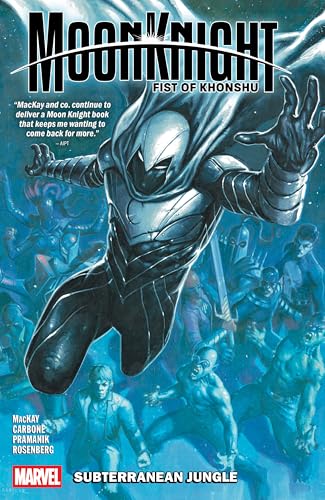 Moon Knight comic book cover featuring a cloaked, masked figure descending.