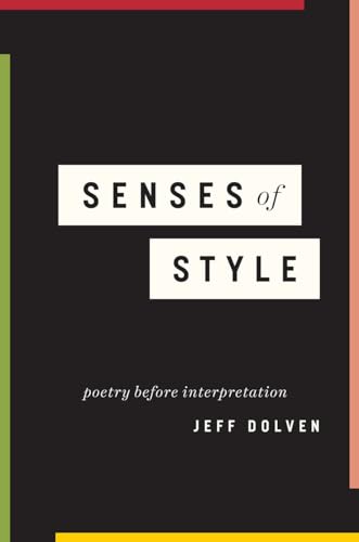 Book cover: "Senses of Style" by Jeff Dolven, black background, white text.