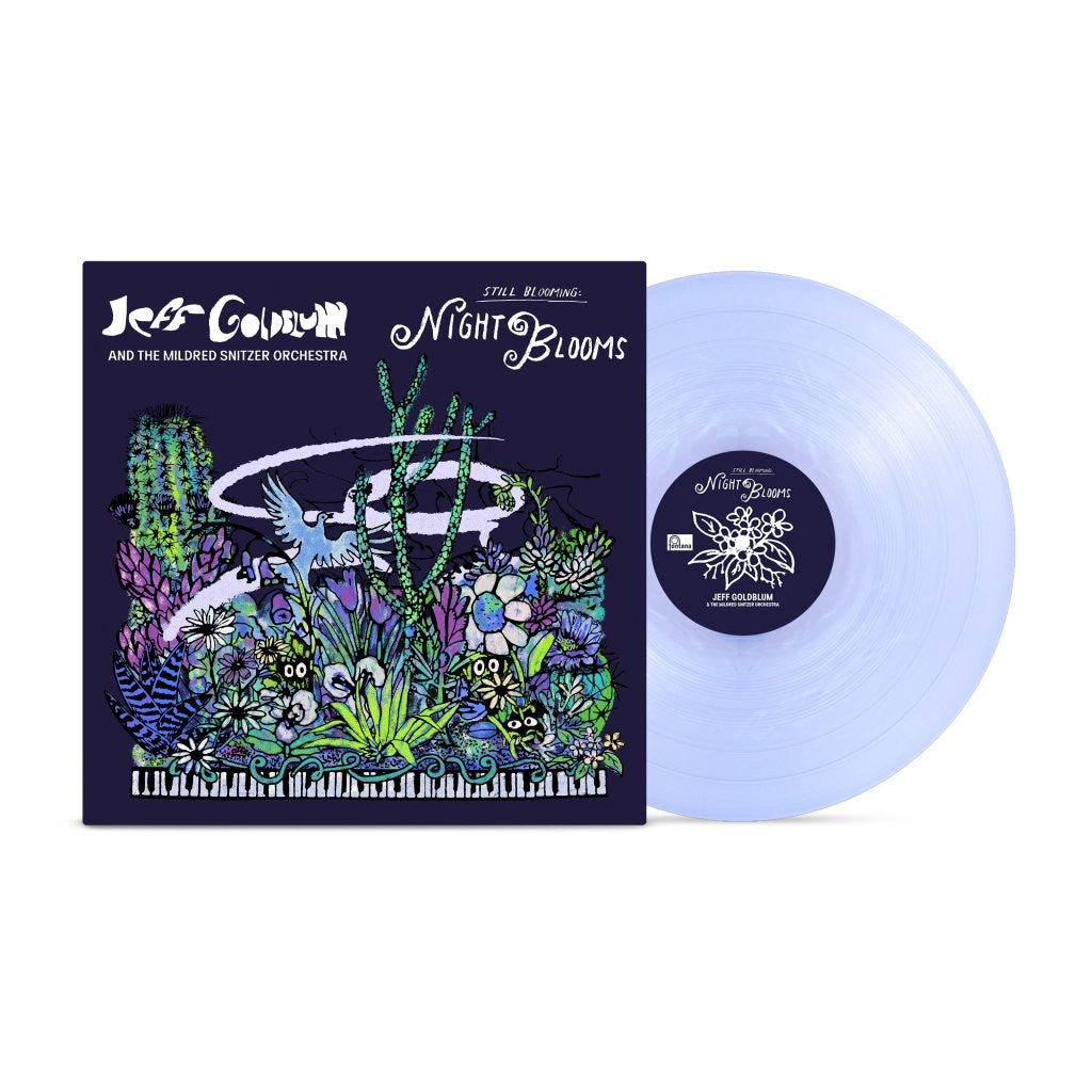 Jeff Goldblum’s “Night Blooms” clear vinyl LP with floral cover art.