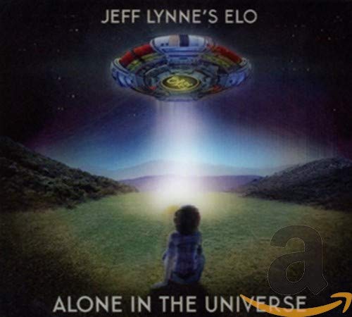 CD cover: UFO shining light on a person in a field.