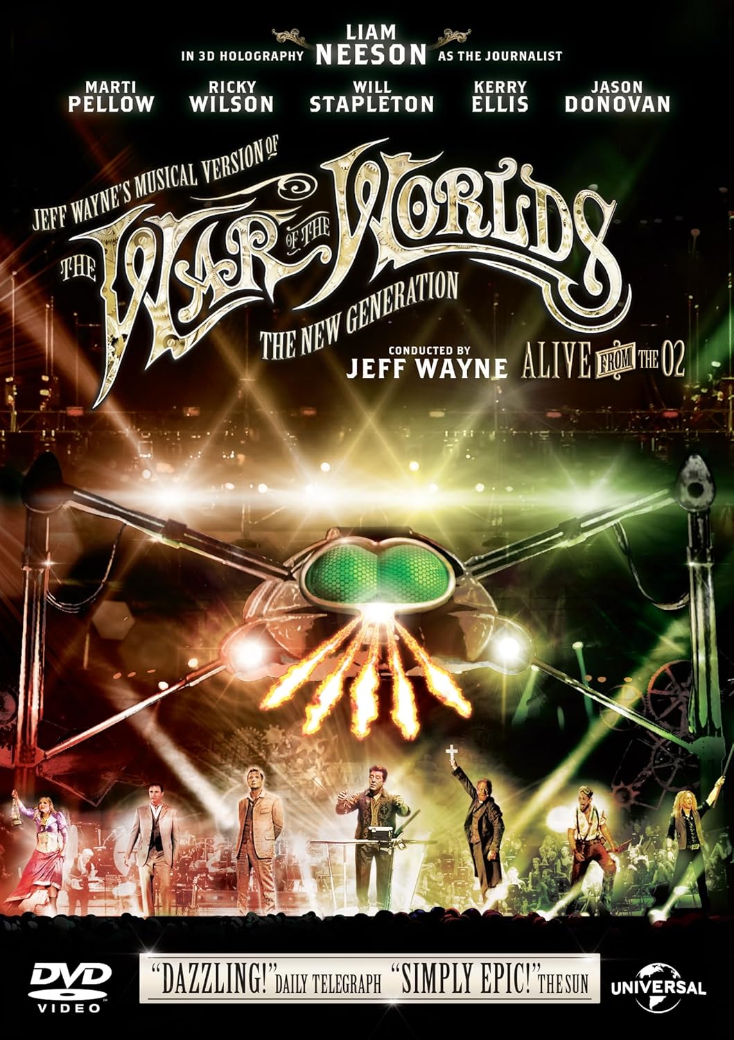 DVD cover for Jeff Wayne's The War of the Worlds featuring a Martian tripod.