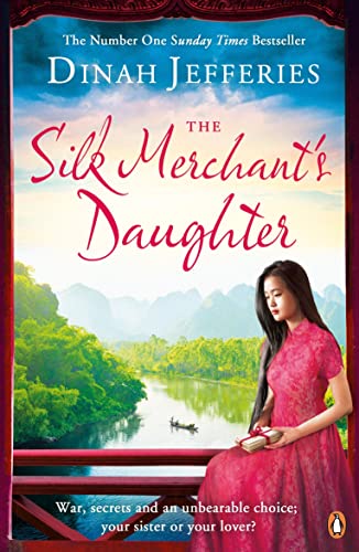 Book cover: woman in red dress with landscape background.