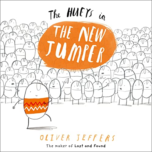 Book cover: crowd of white figures, one wearing a red jumper.