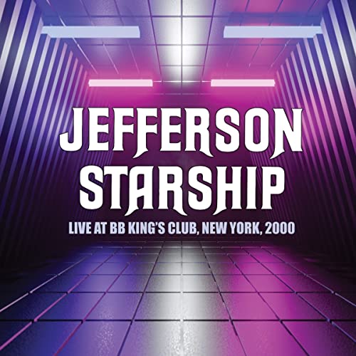 Jefferson Starship album cover with neon lights and text on a purple floor.