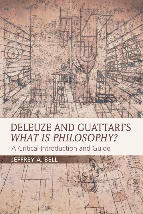 Book cover with architectural sketch, title: "Deleuze and Guattari's What is Philosophy?".