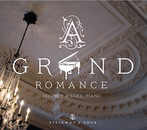 CD cover for "Grand Romance" by Jeffrey Biegel, featuring a piano.