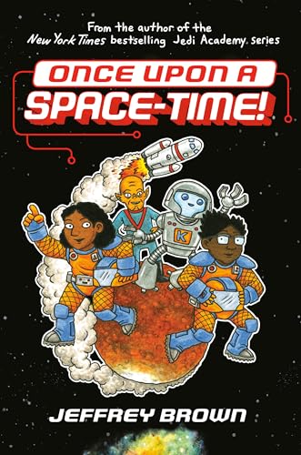 Book cover: children in spacesuits on a red planet with a robot.