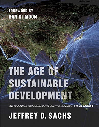Book cover: "The Age of Sustainable Development" with global network imagery.