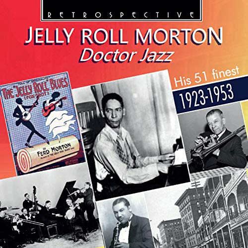 CD cover for Jelly Roll Morton's "Doctor Jazz" with vintage photos.