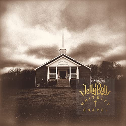 Sepia-toned image of a small church under a cloudy sky with album title text.