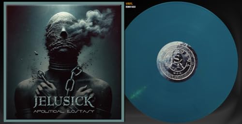 Vinyl record of Jelusick’s “Apolitical Ecstasy” with a bound figure cover.