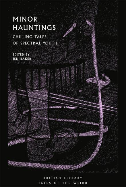 Book cover: “Minor Hauntings” with a ghostly image of a child and stairs.