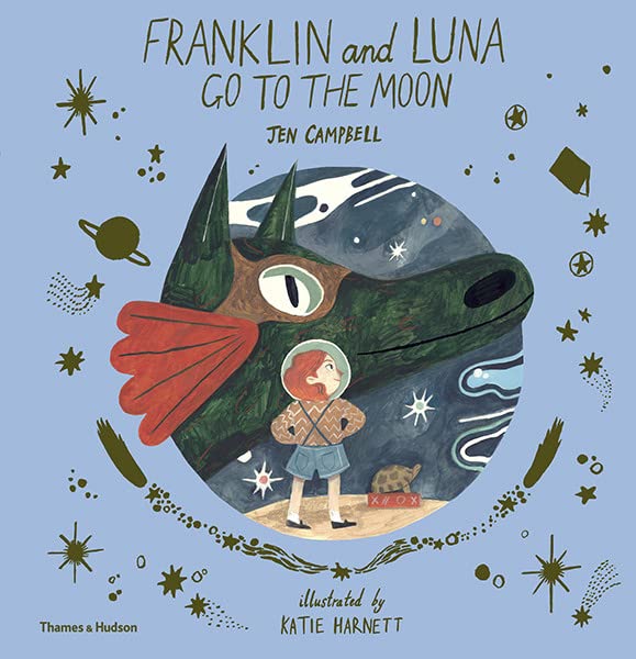 Book cover: turtle with child in bubble, stars, and planets.