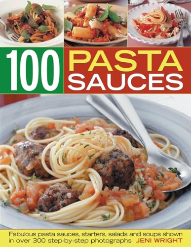 Cookbook cover displaying pasta dishes and the title “100 Pasta Sauces”.