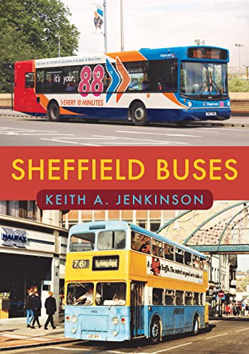 Book cover featuring two colorful Sheffield buses, one double-decker.