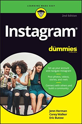 Book cover for "Instagram For Dummies," 2nd edition, with people using phones.