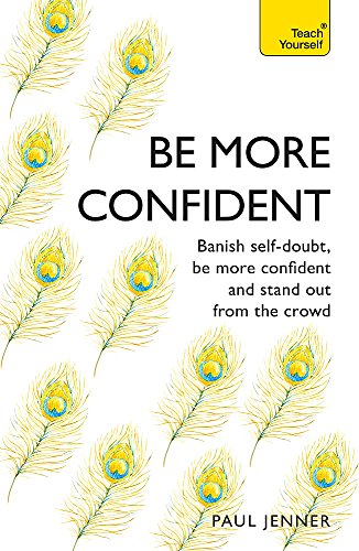 Book cover with peacock feathers and bold text: "Be More Confident.