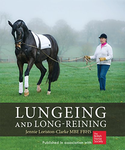 Book cover: black horse lunging with rider, title "Lungeing and Long-Reining".