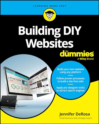 Book cover: "Building DIY Websites For Dummies" with laptop image.