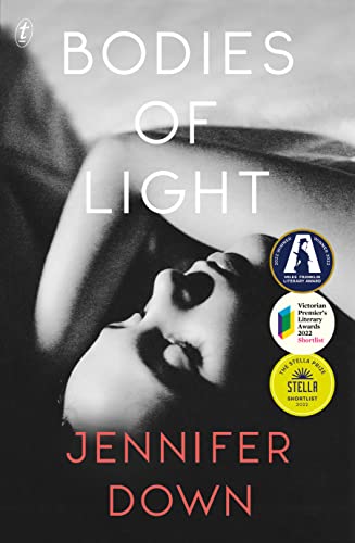 Book cover: “Bodies of Light” by Jennifer Down, featuring a woman’s face.
