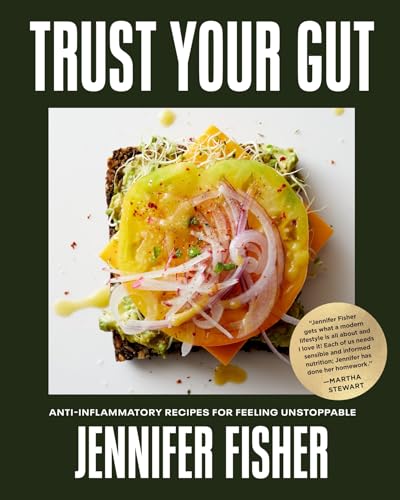 Cookbook cover with avocado toast and text: "Trust Your Gut.