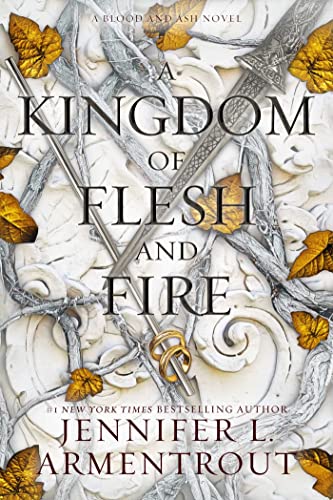 Book cover with crossed swords, gold leaves, and two rings on a white background.